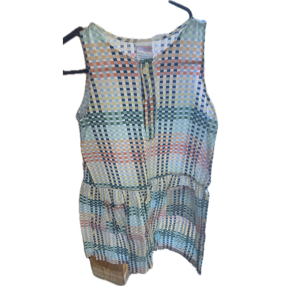 RARE Vintage Baby Guess Rainbow Plaid Dress Top Kids XL NB0316 Made in USA